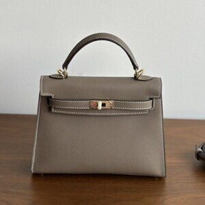 Genuine Leather Taupe wirkin bag